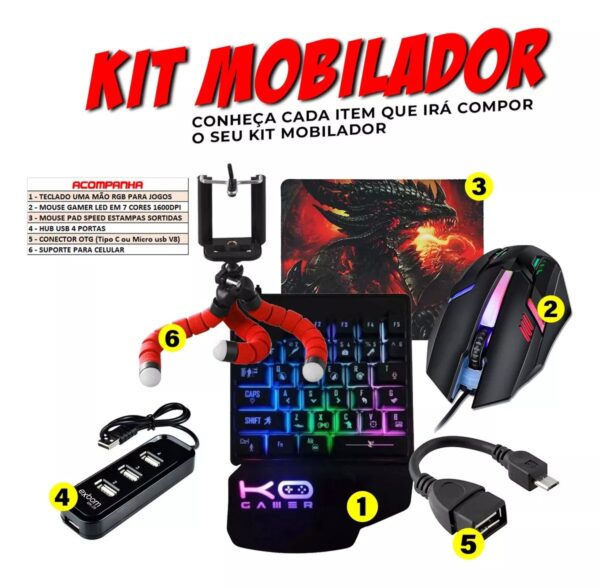Kit Mobilador Celular Teclado Gamer - Imagem 4